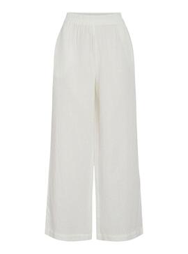 Pantaloni Vila Vilania larghi bianchi per donna.