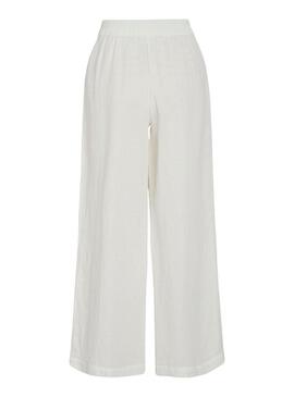 Pantaloni Vila Vilania larghi bianchi per donna.