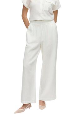 Pantaloni Vila Vilania larghi bianchi per donna.