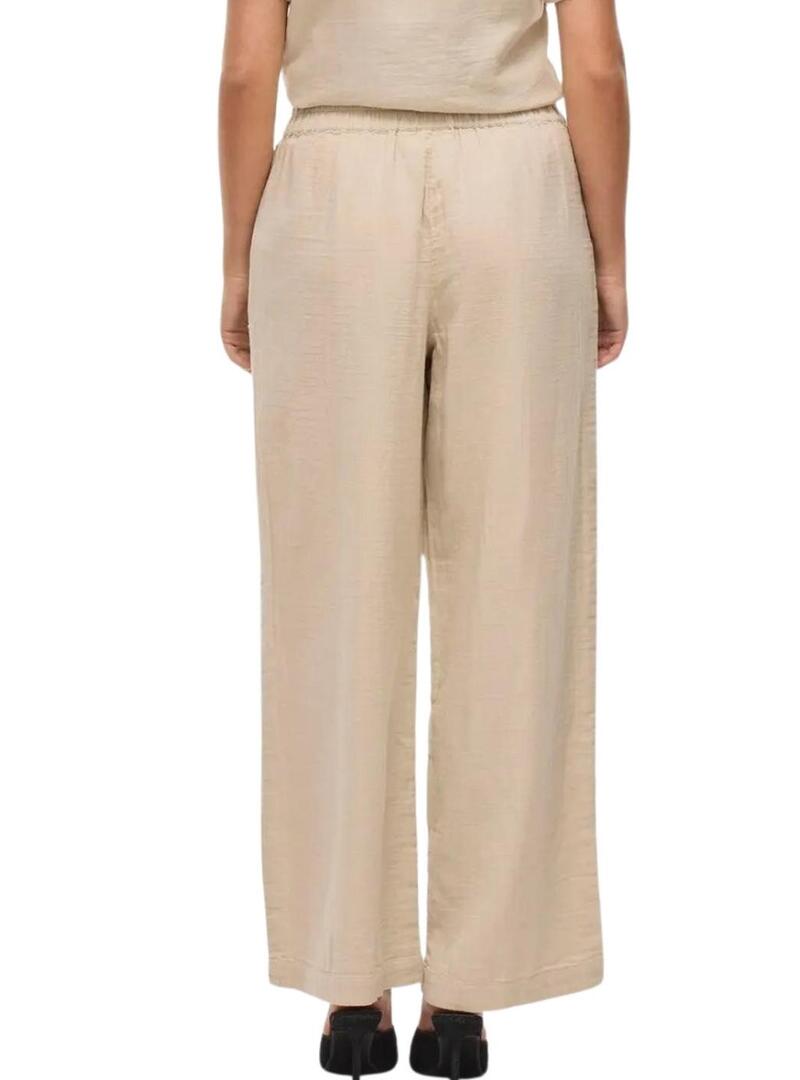 Pantaloni Vila Vilania larghi color tostato  per donna   