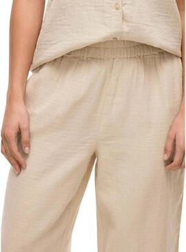 Pantaloni Vila Vilania larghi color tostato  per donna   