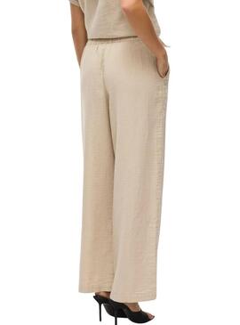 Pantaloni Vila Vilania larghi color tostato  per donna   