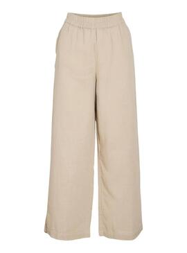 Pantaloni Vila Vilania larghi color tostato  per donna   