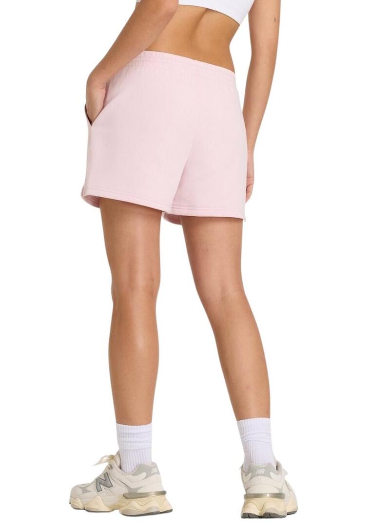 Shorts New Balance Essentials French Terry rosa per donna