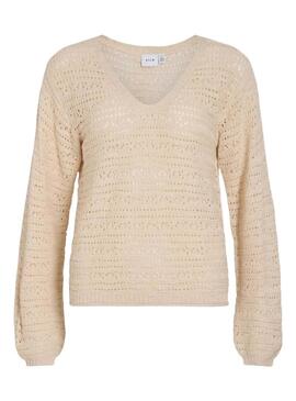 Maglia Vila Vipoca beige per donna