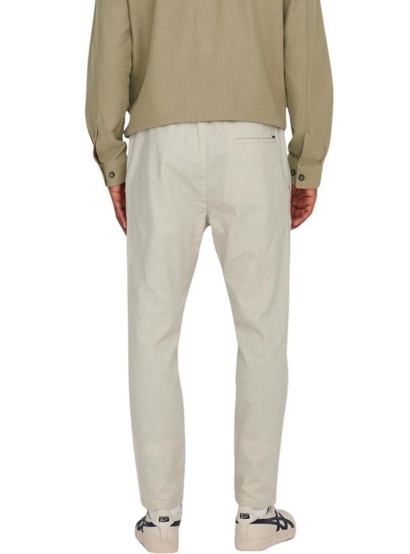 Pantaloni Only and Sons Linus beige per uomo.
