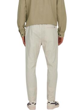 Pantaloni Only and Sons Linus beige per uomo.