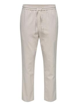 Pantaloni Only and Sons Linus beige per uomo.