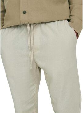 Pantaloni Only and Sons Linus beige per uomo.