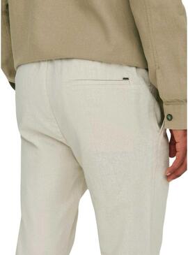 Pantaloni Only and Sons Linus beige per uomo.