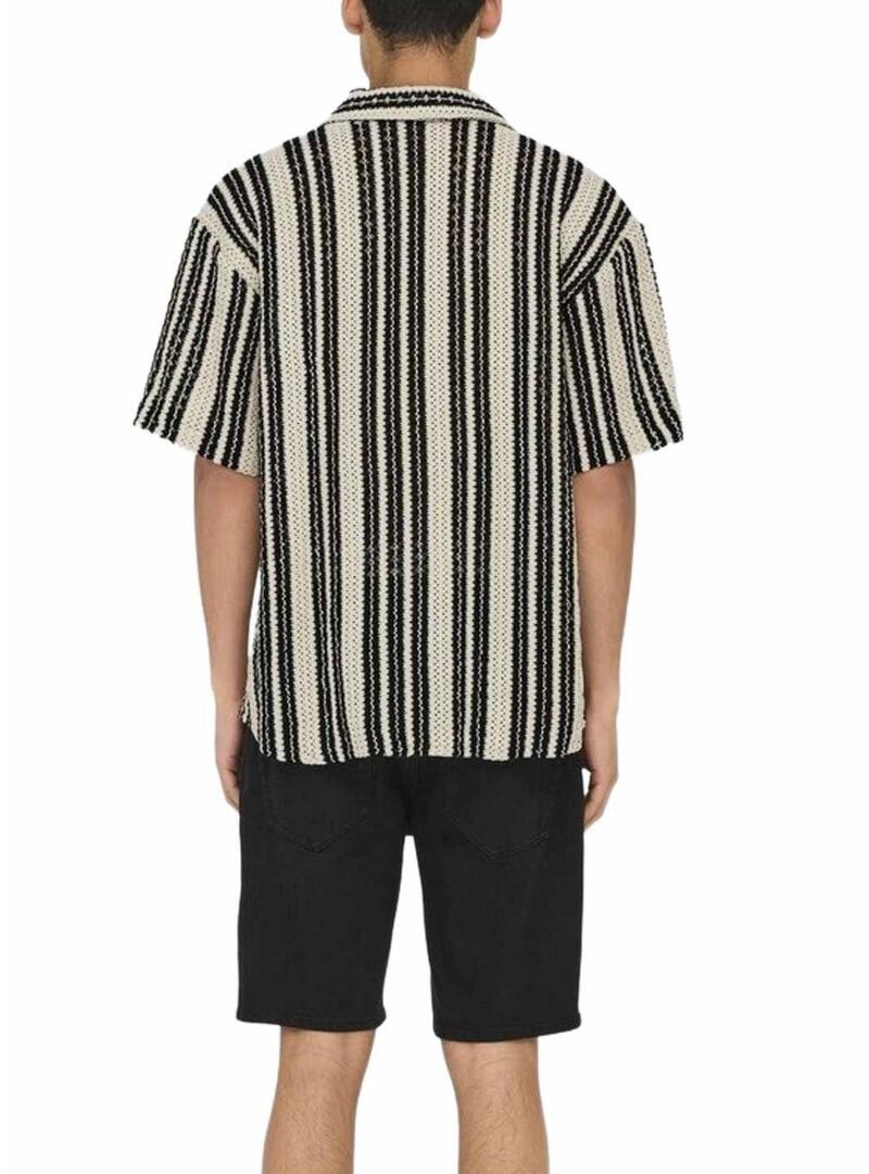 Camicia Only and Sons Dani crochet beige per uomo