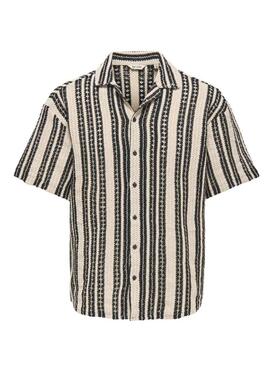 Camicia Only and Sons Dani crochet beige per uomo