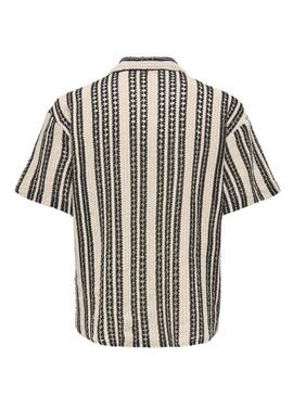Camicia Only and Sons Dani crochet beige per uomo