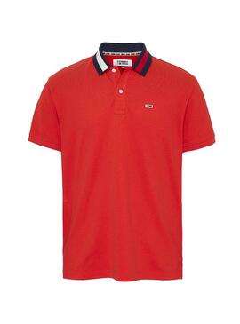 Polo Tommy Jeans Flag Neck Rosso Uomo