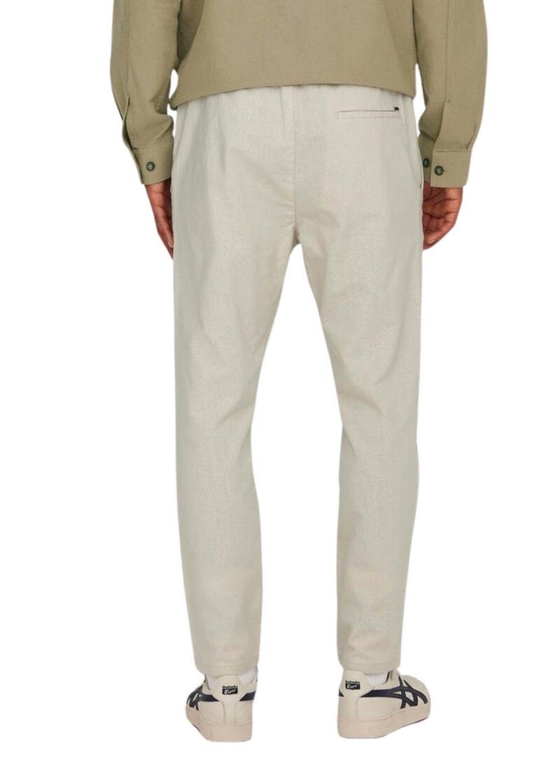 Pantaloni Only and Sons Linus crop beige per uomo