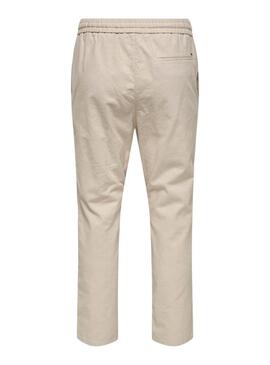 Pantaloni Only and Sons Linus crop beige per uomo