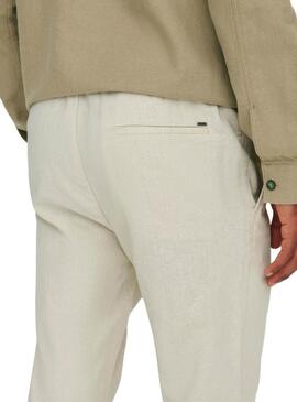 Pantaloni Only and Sons Linus crop beige per uomo