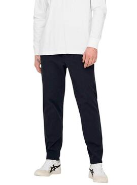 Pantaloni Ony and Sons Linus Taper blu scuro per uomo.