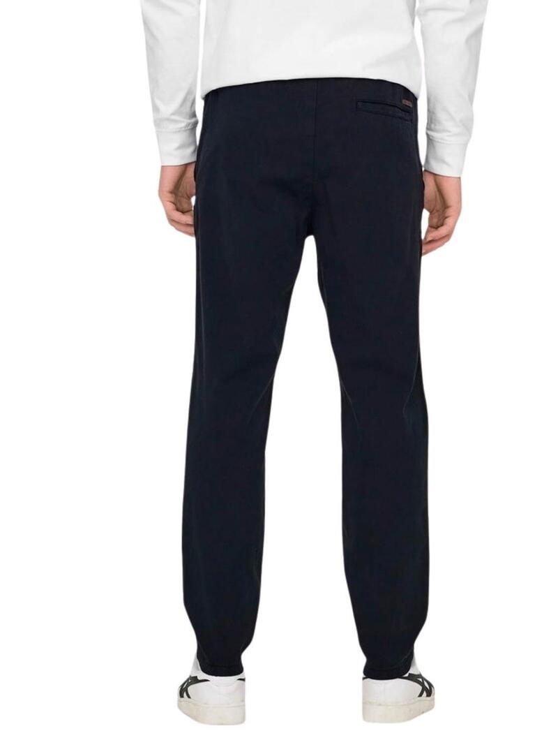 Pantaloni Ony and Sons Linus Taper blu scuro per uomo.