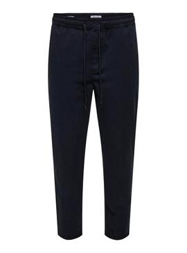 Pantaloni Ony and Sons Linus Taper blu scuro per uomo.