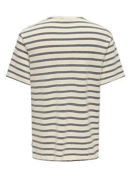 Maglietta Only and Sons Sian beige e blu scuro per uomo