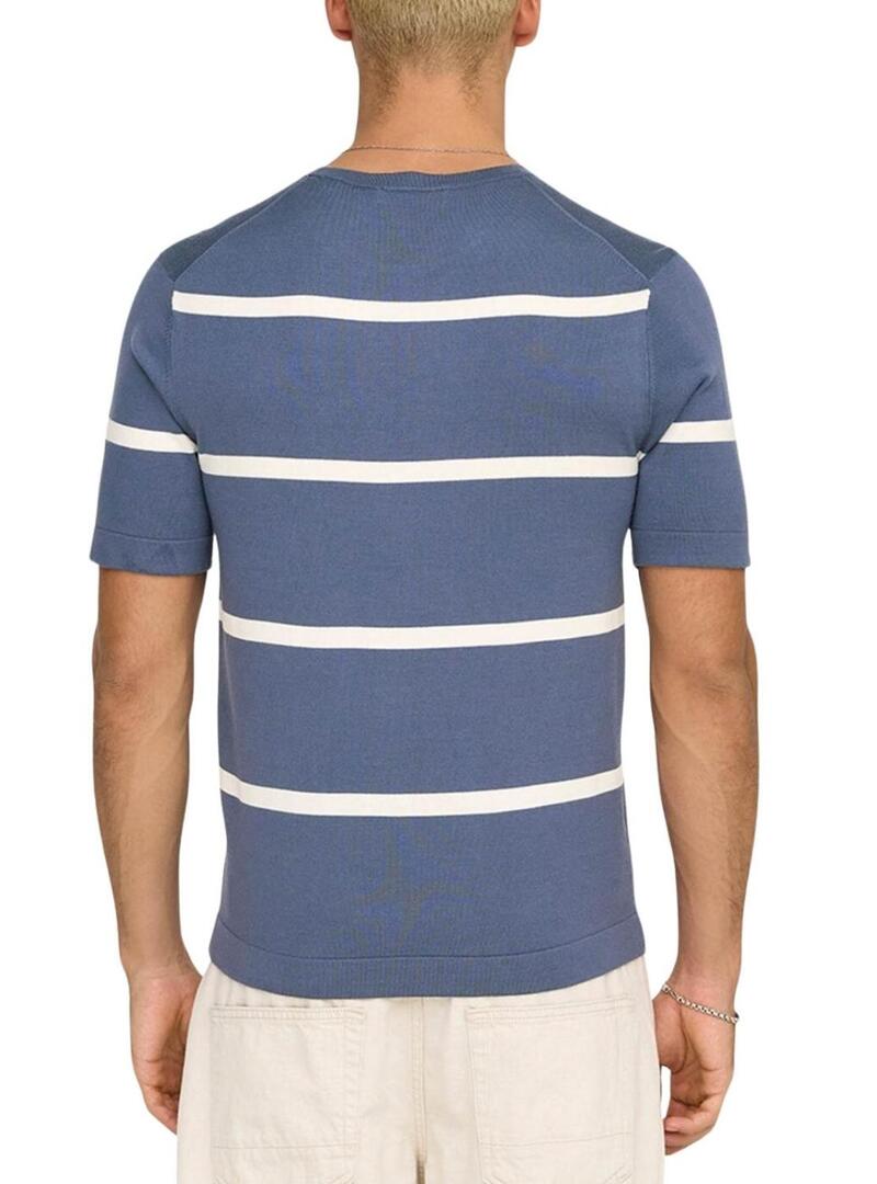 Maglietta Only and Sons Wyler a righe blu per uomo
