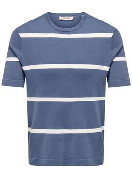 Maglietta Only and Sons Wyler a righe blu per uomo