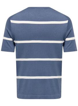 Maglietta Only and Sons Wyler a righe blu per uomo