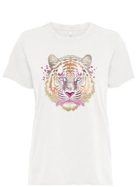 Maglietta Only Lucia tigre bianco per donna