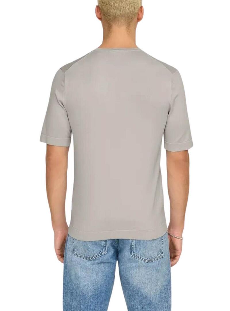 Maglietta in maglia Only and Sons Wyler grigia per uomo