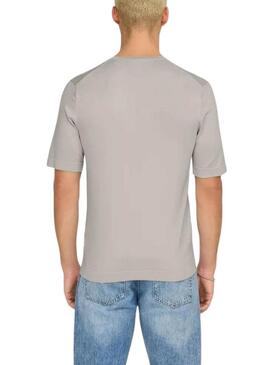 Maglietta in maglia Only and Sons Wyler grigia per uomo