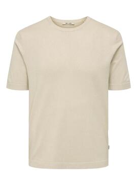 Maglietta in maglia Only and Sons Wyler grigia per uomo