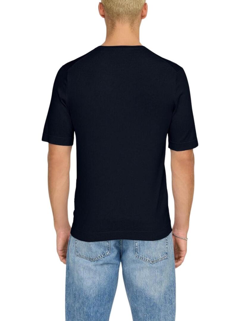 Maglietta a maglia Only and Sons Wyler blu navy per uomo
