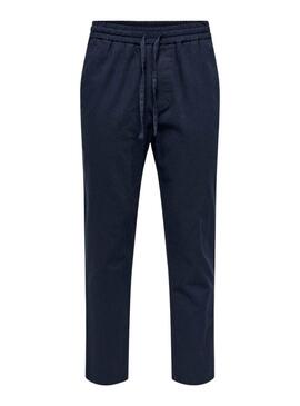 Pantaloni Only and Sons Linus blu scuro per uomo.