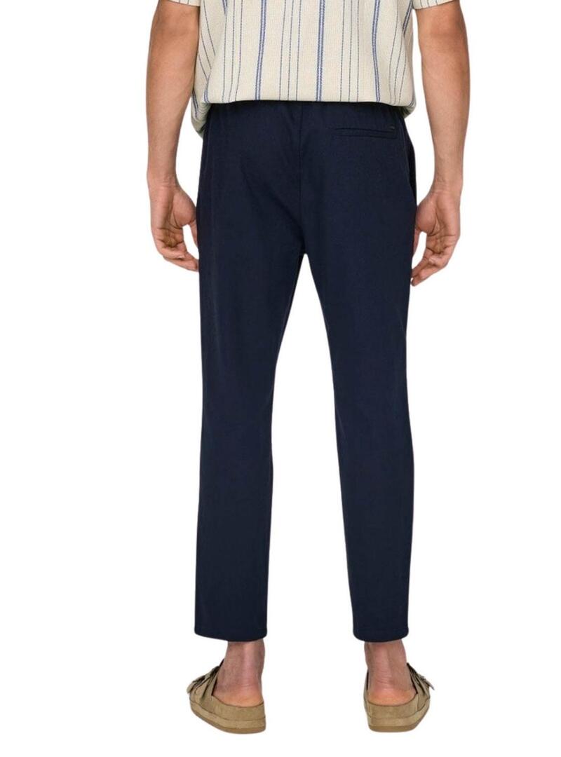 Pantaloni Only and Sons Linus blu scuro per uomo.