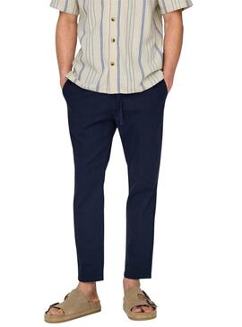 Pantaloni Only and Sons Linus blu scuro per uomo.