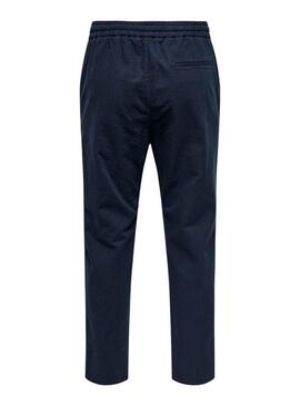 Pantaloni Only and Sons Linus blu scuro per uomo.