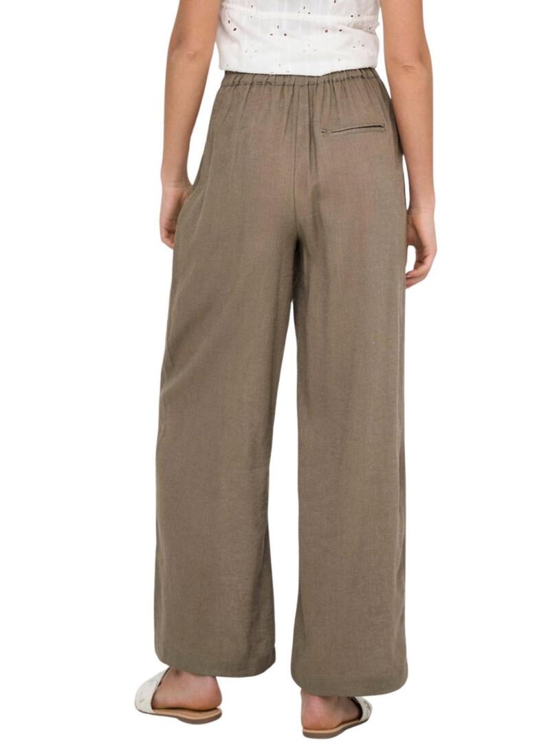 Pantaloni Only Tokyo in lino marrone per donna