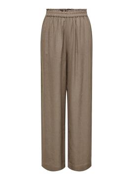 Pantaloni Only Tokyo in lino marrone per donna