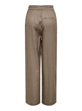Pantaloni Only Tokyo in lino marrone per donna
