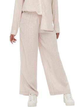 Pantaloni Only Tokyo in lino beige per donna