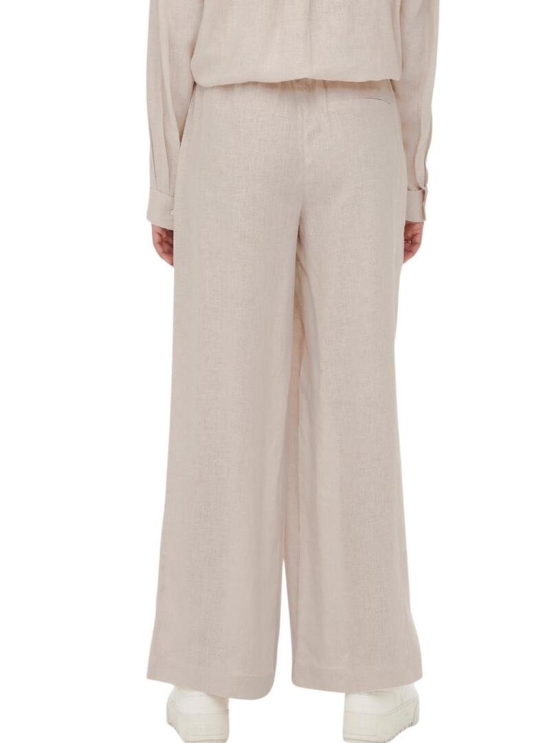 Pantaloni Only Tokyo in lino beige per donna