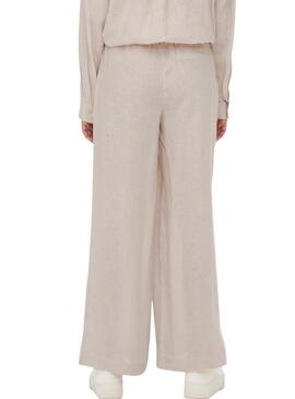 Pantaloni Only Tokyo in lino beige per donna