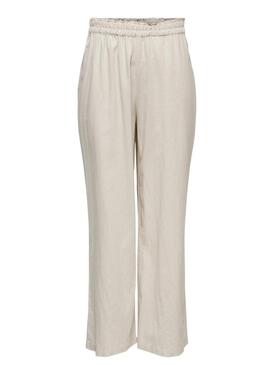 Pantaloni Only Tokyo in lino beige per donna