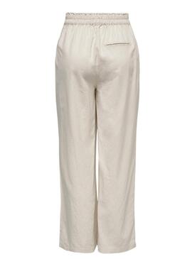 Pantaloni Only Tokyo in lino beige per donna