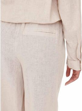 Pantaloni Only Tokyo in lino beige per donna