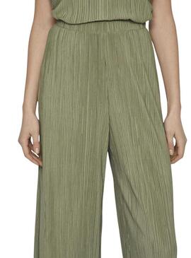 Pantaloni Vila Viplisa plissettati verde da donna