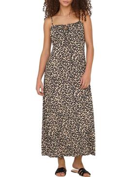 Abito Only Nelly leopardato marrone da donna