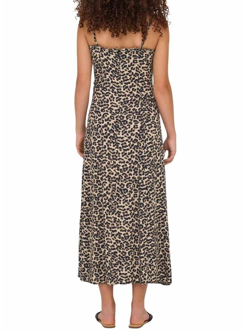 Abito Only Nelly leopardato marrone da donna
