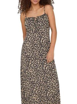 Abito Only Nelly leopardato marrone da donna